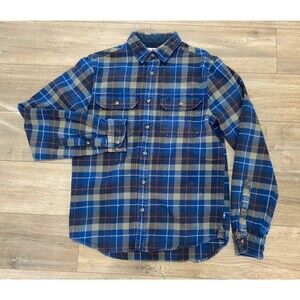FJALLRAVEN SINGI Heavy Flannel Mens S Plaid Long Sleeve Flap Pocket Shirt